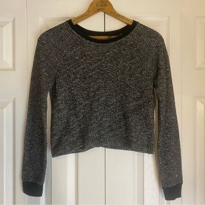 Fabletics Keeva Pullover Cropped Sweatshirt Black Gray Small